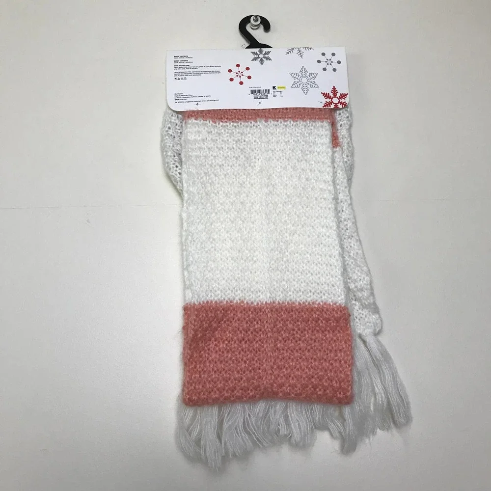 Joe Boxer Scarf Beret Set Womens One Size Soft Pink‎ White Cold Weather Knitted
